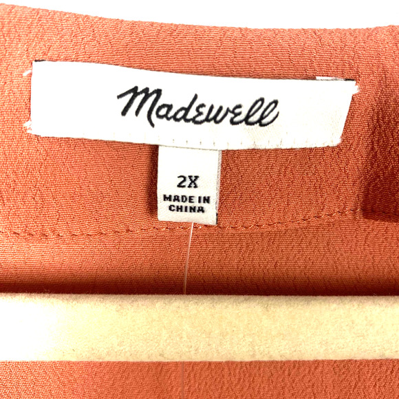 Madewell Dress 2X Womens Plus Terracotta Shift VNeck Short Sleeve Easy - Picture 6 of 8